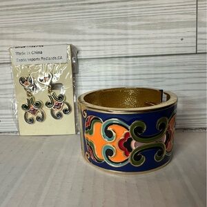 Colorful Enamel Bracelet and Earring Set